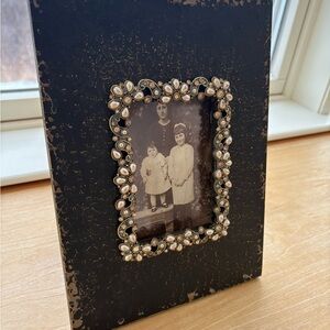 VIP Black Ornate Bejeweled Picture Frame Vintage look